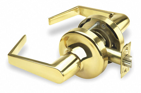 YALE AU5401LN X 605 Lever,  Mechanical,  Heavy Duty,  Not Keyed,  Bright Brass,  2 3/4 in Backset,  Cylindrical