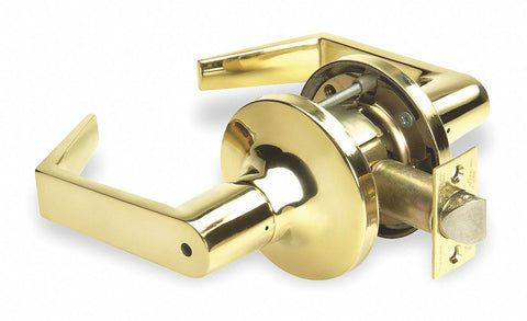 YALE AU5402LN X 605 Lever,  Mechanical,  Heavy Duty,  Not Keyed,  Bright Brass,  2 3/4 in Backset,  Cylindrical