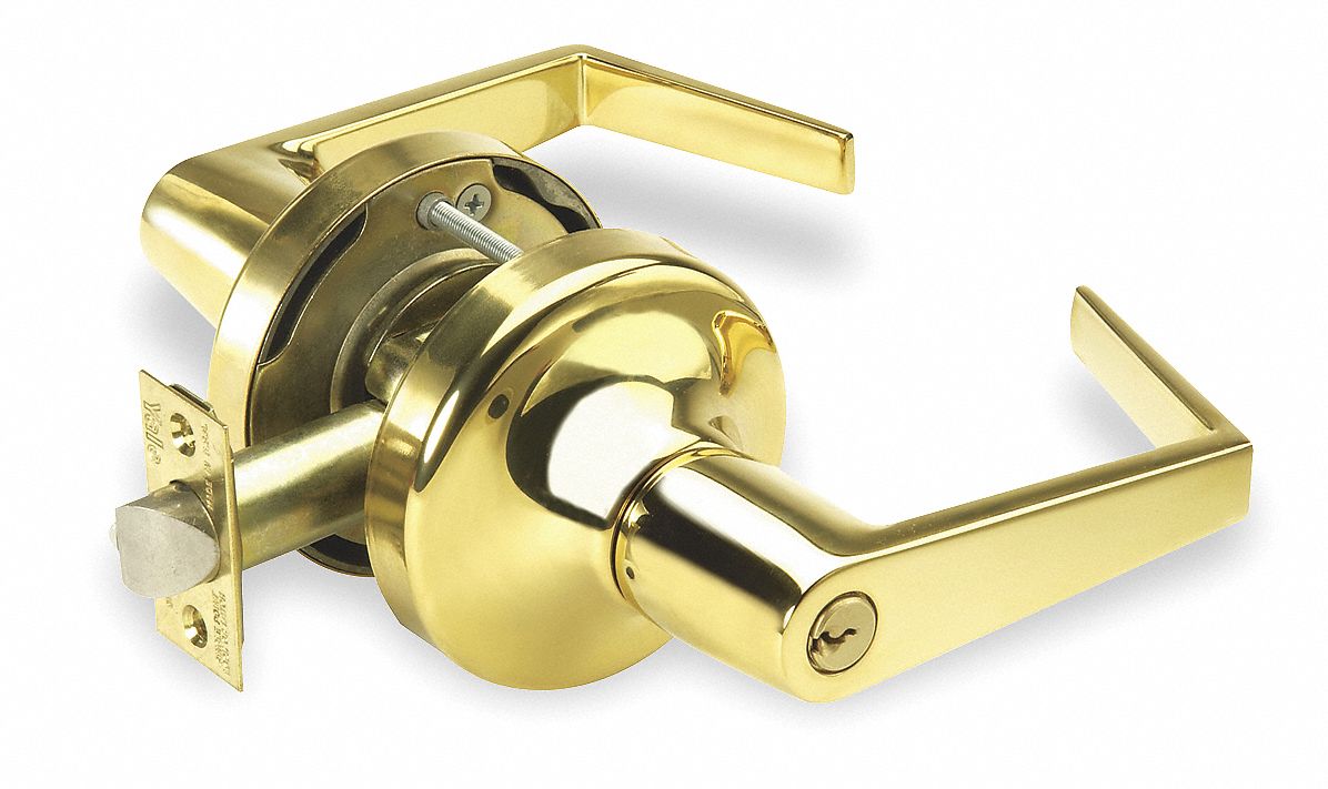 YALE AU5407LN X 605 Lever,  Mechanical,  Heavy Duty,  Keyed Different,  Bright Brass,  2 3/4 in Backset,  Cylindrical