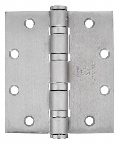 MCKINNEY T4A3386 BB NRP 5" X 4 1/2 5 in x 2 1/4 in Butt Hinge with Dull Stainless Steel Finish, Full Mortise Mounting, Square Corners
