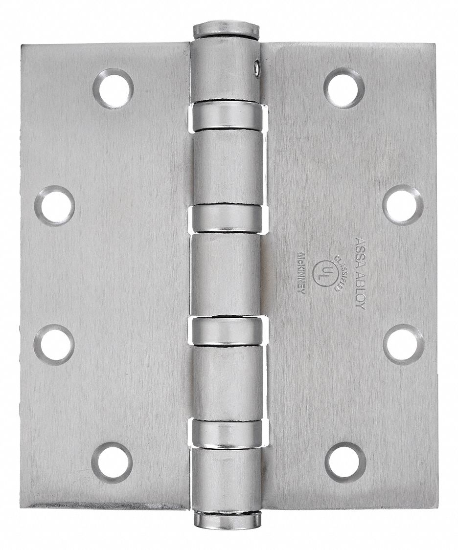 MCKINNEY T6A3786 8" X 6" BB 8 in x 3 in Butt Hinge with Dull Chrome Finish, Full Mortise Mounting, Square Corners