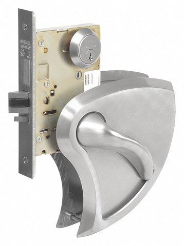 SARGENT 8215 BHW 32D LH Mortise Lockset,  Mechanical,  Heavy Duty,  Not Keyed,  Satin Stainless Steel,  2 3/4 in Backset