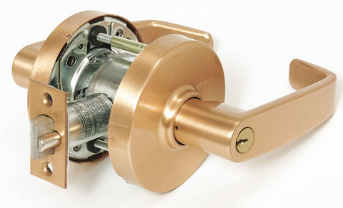 SARGENT 28-10G05 LL 10 Lever,  Mechanical,  Heavy Duty,  Keyed Different,  Satin Bronze,  2 3/4 in Backset,  Cylindrical