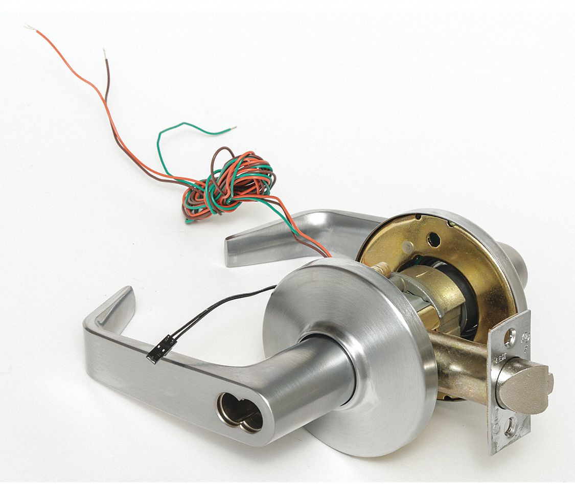 STANLEY SECURITY SOLUTIONS 9KW37DEU15DS3626 Lever,  Electrical,  Extra Heavy Duty,  Not Keyed,  Satin Chrome,  2 3/4 in Backset,  Cylindrical