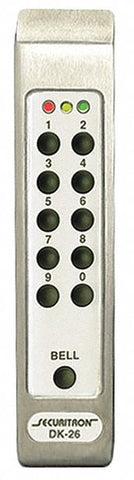 SECURITRON DK-26PSS Keypad,  Keypad,  Stainless Steel,  7 in Height,  1 1/2 in Width,  Number of Keys 11