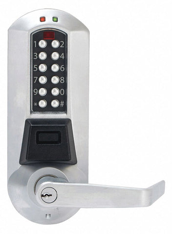 KABA E-PLEX E5710XKWL-626-41 Electronic Locks, 2-3/4 in Backset, Cylindrical, Satin Chrome, 1/2 in Latch Length
