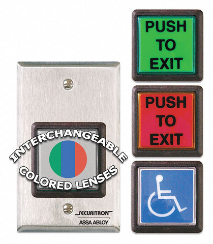 SECURITRON EEB2 Push to Exit Button,  Emergency Exit Button Push to Exit Label,  4 1/2 in Height,  2 3/4 in Width