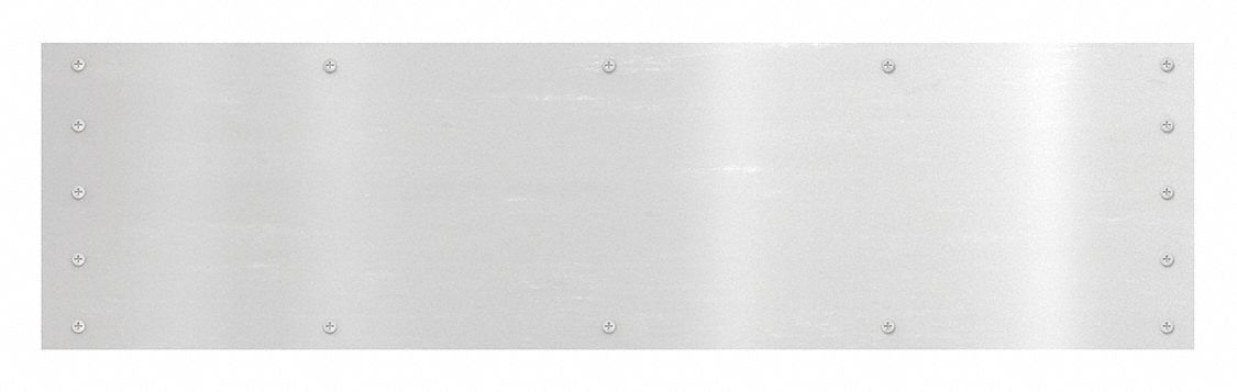ROCKWOOD 2RGA1 Door Protection Plate, Aluminum, Kick/Stretcher, 12 in Height, 36 in Width