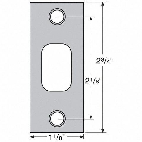 KWIKSET 5278-01 3 STRK MTL DR Deadbolt Strike,  Deadbolt,  1 1/8 in Width,  Polished Brass,  Steel,  Brass