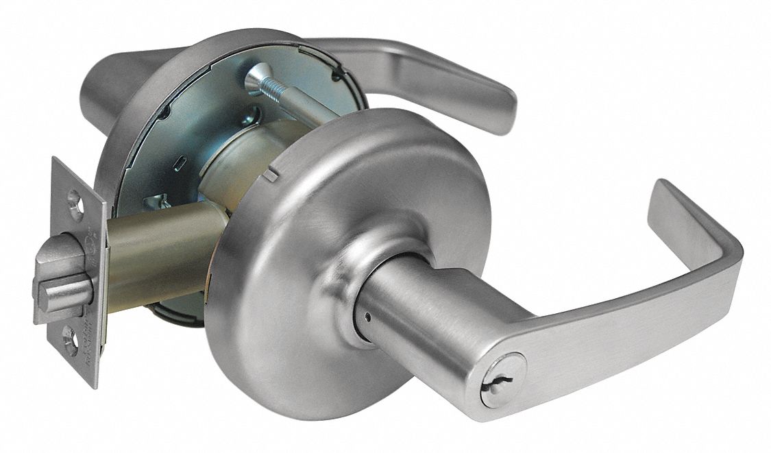 CORBIN CL3329 NZD 626 Lever,  Mechanical,  Extra Heavy Duty,  Keyed Different,  Satin Chrome,  2 3/4 in Backset