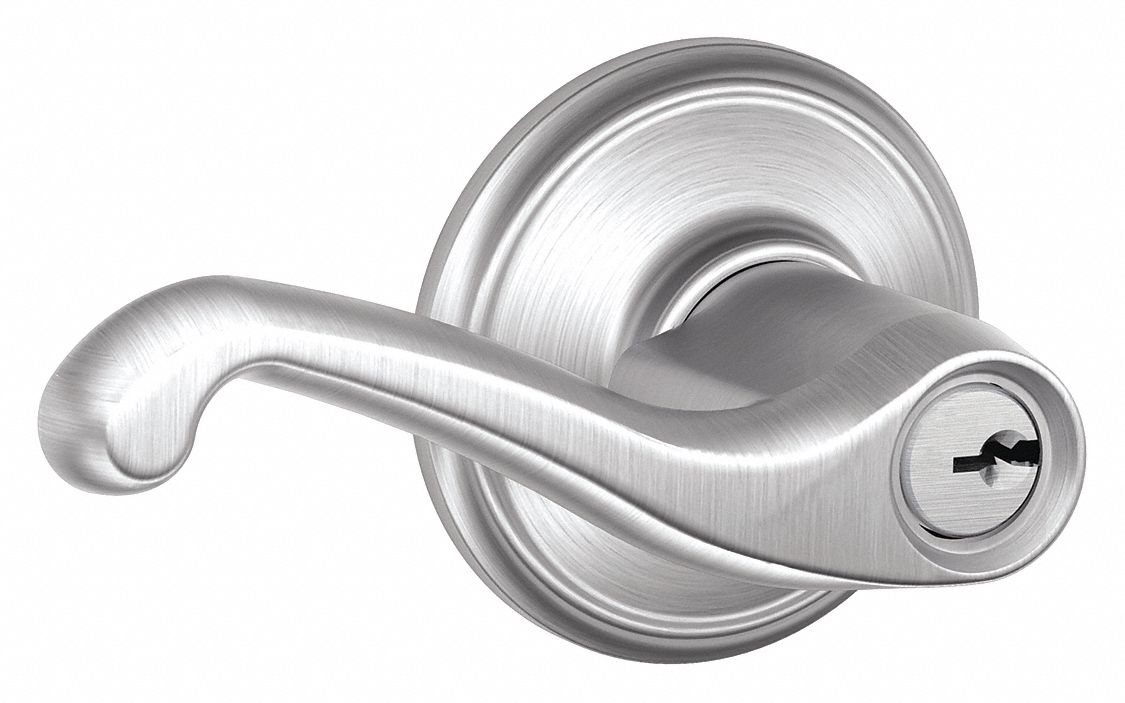 SCHLAGE F51A FLA 626 Lever,  Mechanical,  Light Duty,  Different,  Satin Chrome,  2-3/8 in or 2-3/4 in Backset