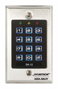 SECURITRON DK12-WCC-WBB Access Control Keypad,  Keypad,  Stainless Steel,  4 1/2 in Height,  2 3/4 in Width