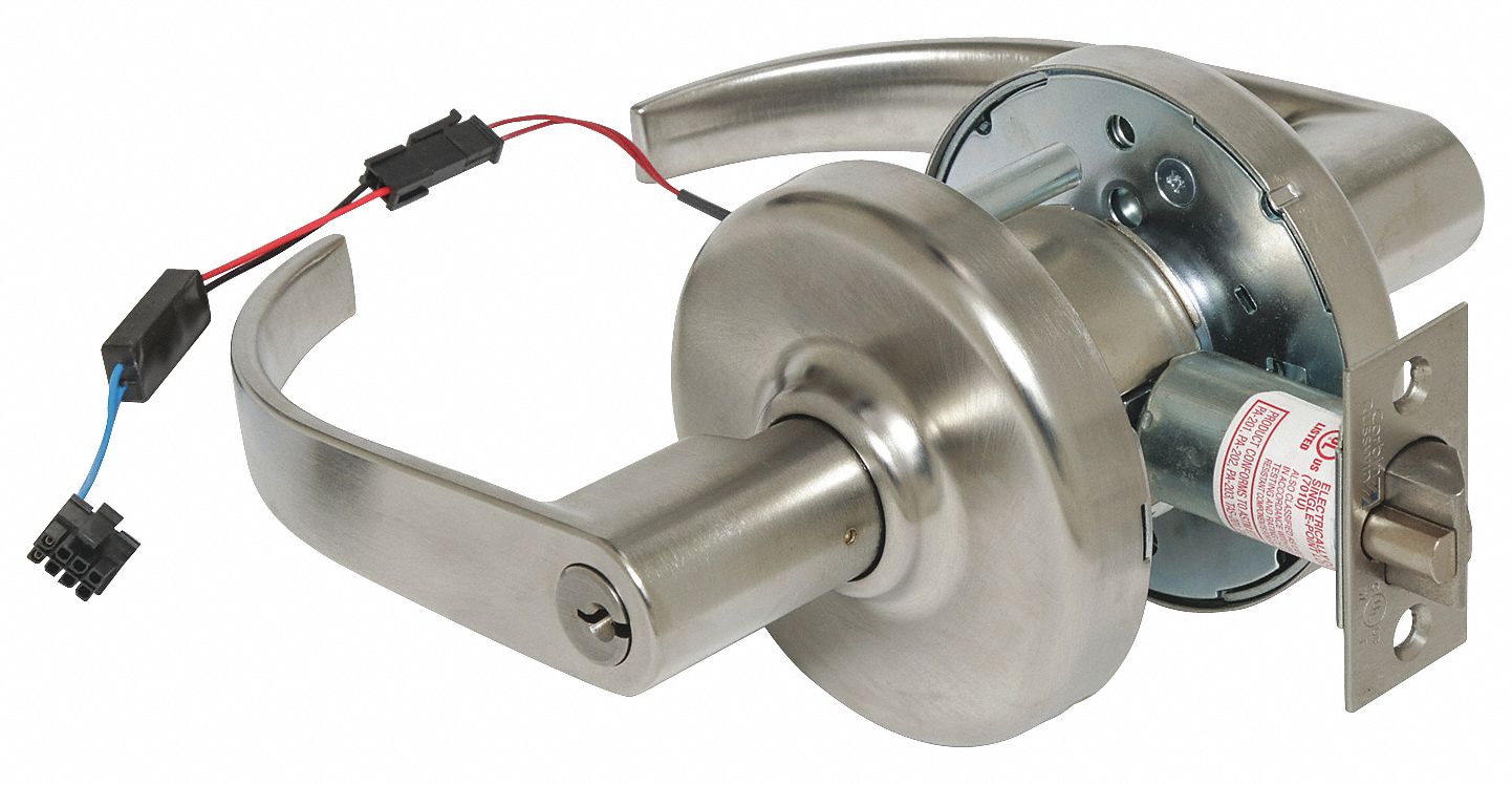 CORBIN CL33903 PZD 626 12AD Lever Lockset,  Electrical,  Extra Heavy Duty,  Keyed Different,  Satin Chrome,  2 3/4 in Backset