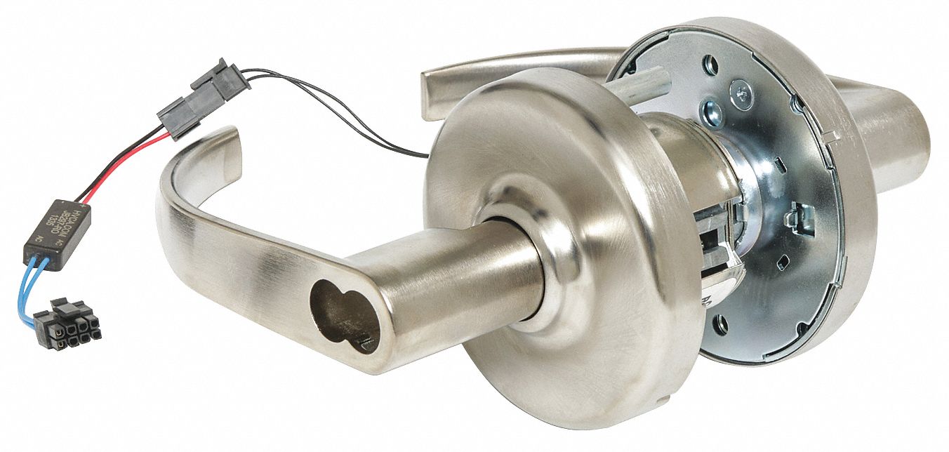 CORBIN CL33903 PZD 626 M08 24AD Lever Lockset,  Electrical,  Extra Heavy Duty,  Not Keyed,  Satin Chrome,  2 3/4 in Backset