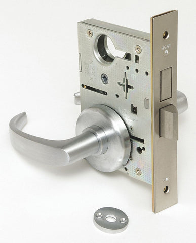 BEST 45H0L14H626 Mortise Lockset,  Mechanical,  Not Keyed,  Satin Chrome,  2 3/4 in Backset,  Mortise