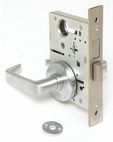 BEST 45H0L15H626 Mortise Lockset,  Mechanical,  Satin Chrome,  2 3/4 in Backset,  Mortise