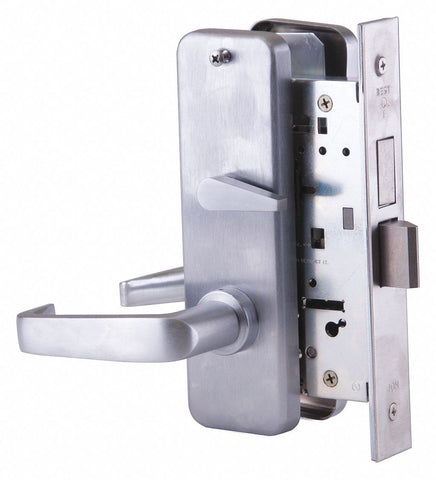 BEST 45H0L15J626 Mortise Lockset,  Mechanical,  Not Keyed,  Satin Chrome,  2 3/4 in Backset,  Mortise