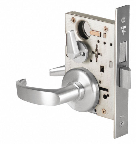 BEST 45H0L16R630 7/8 Mortise Lockset,  Mechanical,  Satin Stainless Steel,  2 3/4 in Backset,  Mortise