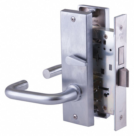 BEST 45H0L3M626 Mortise Lockset,  Mechanical,  Satin Chrome,  2 3/4 in Backset,  Mortise