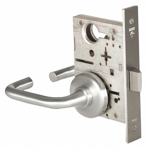 BEST 45H0N3J626 Mortise Lockset,  Mechanical,  Satin Chrome,  2 3/4 in Backset,  Mortise