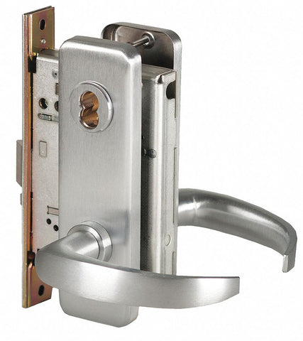 BEST 45H7A14J626 Mortise Lockset,  Mechanical,  Satin Chrome,  2 3/4 in Backset,  Mortise