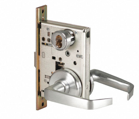 BEST 45H7A15S626 Mortise Lockset,  Mechanical,  Satin Chrome,  2 3/4 in Backset,  Mortise