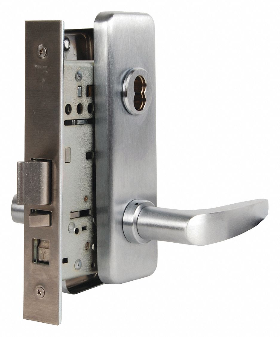 BEST 45H7A16J626 Mortise Lockset,  Mechanical,  Satin Chrome,  2 3/4 in Backset,  Mortise