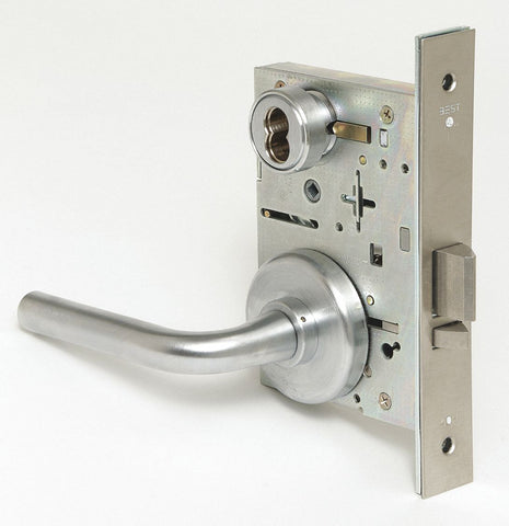 BEST 45H7R12H630 Mortise Lockset,  Mechanical,  Satin Stainless Steel,  2 3/4 in Backset,  Mortise