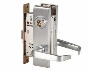 BEST 45H7D15M626 Mortise Lockset,  Mechanical,  Satin Chrome,  2 3/4 in Backset,  Mortise