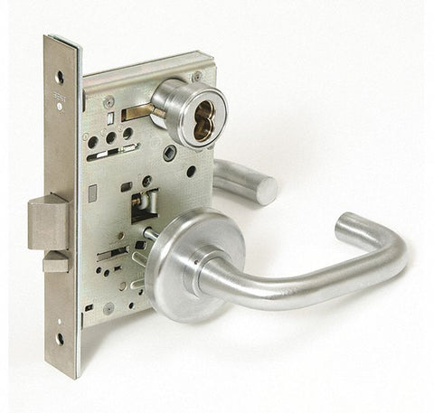 BEST 45H7INL3H626 Mortise Lockset,  Mechanical,  Satin Chrome,  2 3/4 in Backset,  Mortise