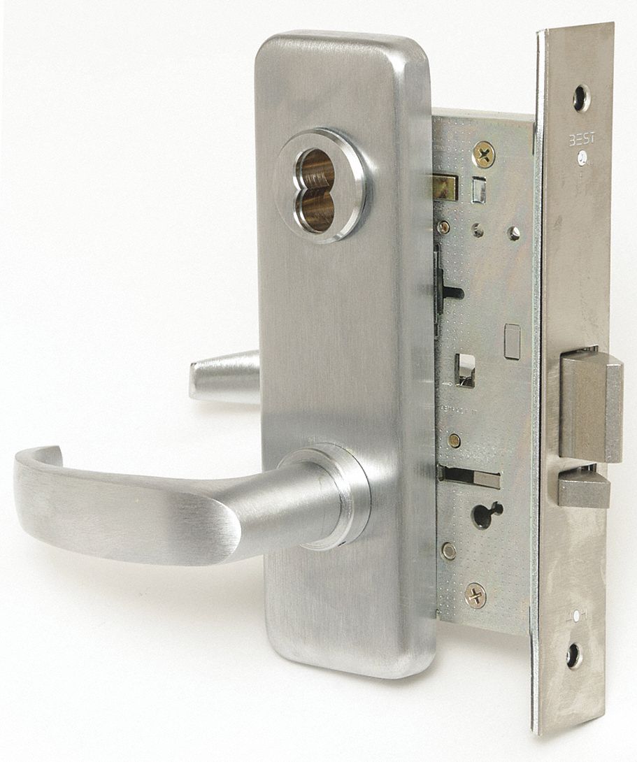 BEST 45H7R14J626 Mortise Lockset,  Mechanical,  Not Keyed,  Satin Chrome,  2 3/4 in Backset,  Mortise