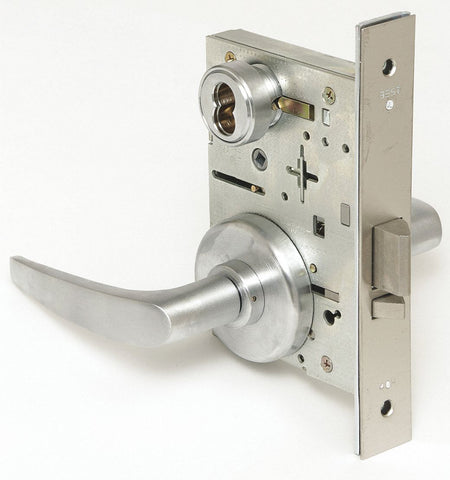 BEST 45H7R16H626 Mortise Lockset,  Mechanical,  Not Keyed,  Satin Chrome,  2 3/4 in Backset,  Mortise