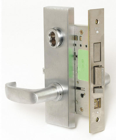 BEST 45H7T14M626 Mortise Lockset,  Mechanical,  Satin Chrome,  2 3/4 in Backset,  Mortise