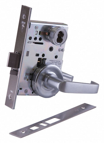 BEST 45H7UNR15R626 Mortise Lockset,  Mechanical,  Satin Chrome,  2 3/4 in Backset,  Mortise