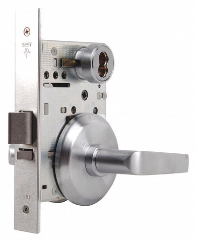 BEST 45H7UNR15S626 Mortise Lockset,  Mechanical,  Satin Chrome,  2 3/4 in Backset,  Mortise