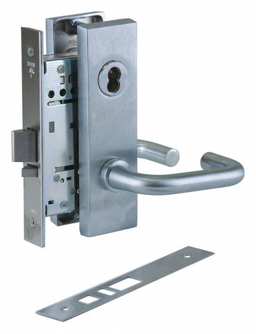 BEST 45H7UNR3M626 Mortise Lockset,  Mechanical,  Satin Chrome,  2 3/4 in Backset,  Mortise