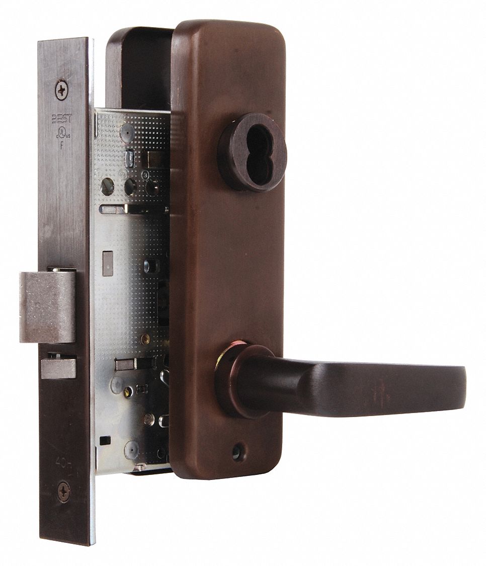 BEST 45H7W15J613 Mortise Lockset,  Mechanical,  Oil Rubbed Bronze,  2 3/4 in Backset,  Mortise