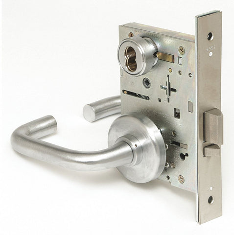 BEST 45H7D3H630 Mortise Lockset,  Mechanical,  Satin Stainless Steel,  2 3/4 in Backset,  Mortise