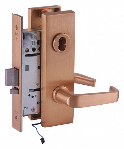 BEST 45HW7DEU15M612 Mortise Lockset,  Electrical,  Satin Bronze,  2 3/4 in Backset,  Mortise