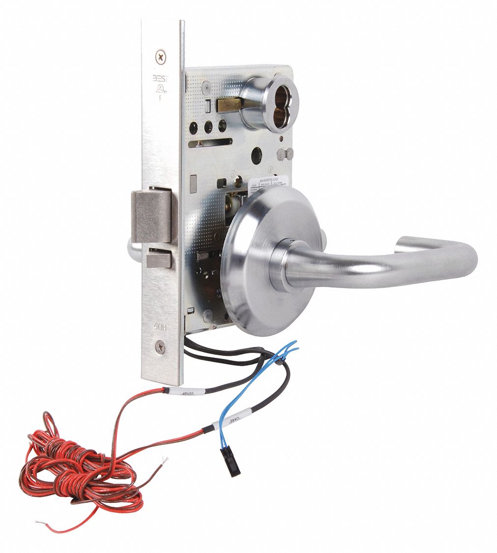 BEST 45HW7DEU15M626RQE Mortise Lockset,  Electrical,  Satin Chrome,  2 3/4 in Backset,  Mortise