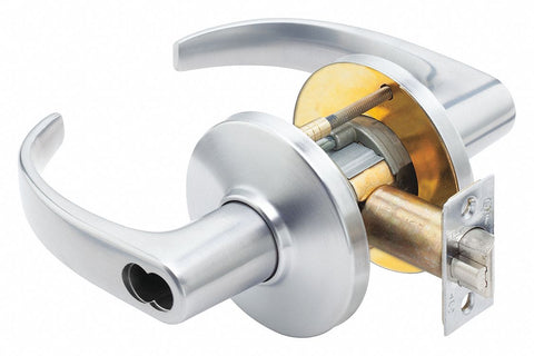 STANLEY SECURITY SOLUTIONS 9K37AB14DS3626 Lever,  Mechanical,  Extra Heavy Duty,  Not Keyed,  Satin Chrome,  2 3/4 in Backset,  Cylindrical