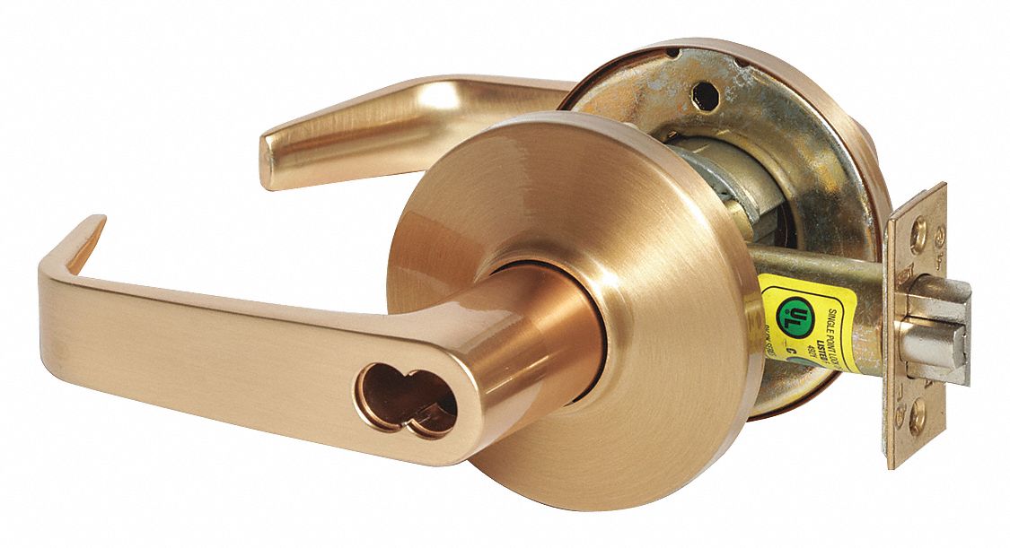 STANLEY SECURITY SOLUTIONS 9K37AB15DS3612 Lever,  Mechanical,  Extra Heavy Duty,  Not Keyed,  Satin Bronze,  2 3/4 in Backset,  Cylindrical