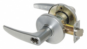 STANLEY SECURITY SOLUTIONS 9K37AB16DSTK626 Lever,  Mechanical,  Extra Heavy Duty,  Not Keyed,  Satin Chrome,  2 3/4 in Backset,  Cylindrical