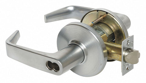STANLEY SECURITY SOLUTIONS 9K37B15DS3626 Lever,  Mechanical,  Extra Heavy Duty,  Not Keyed,  Satin Chrome,  2 3/4 in Backset,  Cylindrical