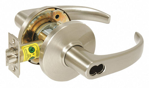STANLEY SECURITY SOLUTIONS 9K37D14DS3619 Lever,  Mechanical,  Extra Heavy Duty,  Not Keyed,  Satin Nickel,  2 3/4 in Backset,  Cylindrical