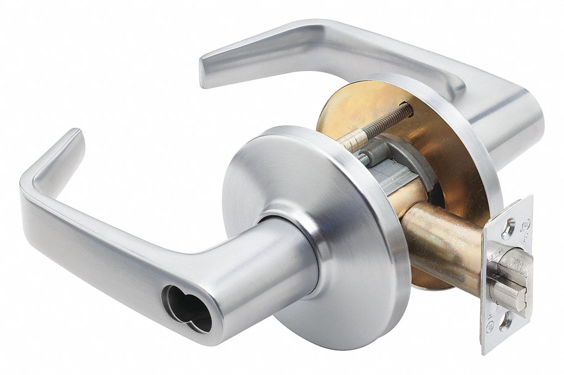 STANLEY SECURITY SOLUTIONS 9K37H15DS3626 Lever,  Mechanical,  Extra Heavy Duty,  Not Keyed,  Satin Chrome,  2 3/4 in Backset,  Cylindrical