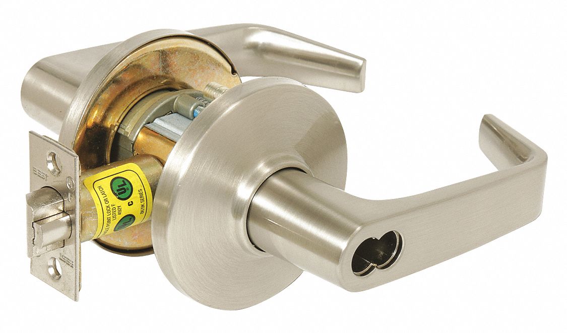 STANLEY SECURITY SOLUTIONS 9K37T15DS3619 Lever,  Mechanical,  Extra Heavy Duty,  Not Keyed,  Satin Nickel,  2 3/4 in Backset,  Cylindrical