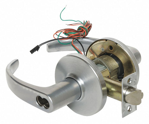 STANLEY SECURITY SOLUTIONS 9KW37DEL14DS3626RQE Lever,  Electrical,  Extra Heavy Duty,  Not Keyed,  Satin Chrome,  2 3/4 in Backset,  Cylindrical