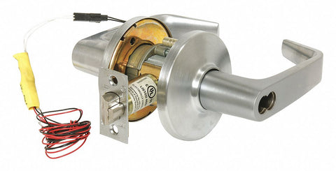 STANLEY SECURITY SOLUTIONS 9KW37DEL15DS3626 Lever,  Electrical,  Extra Heavy Duty,  Not Keyed,  Satin Chrome,  2 3/4 in Backset,  Cylindrical