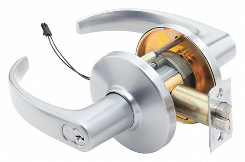 STANLEY SECURITY SOLUTIONS 9KW37DEU14DS3626RQE Lever,  Electrical,  Extra Heavy Duty,  Not Keyed,  Satin Chrome,  2 3/4 in Backset,  Cylindrical